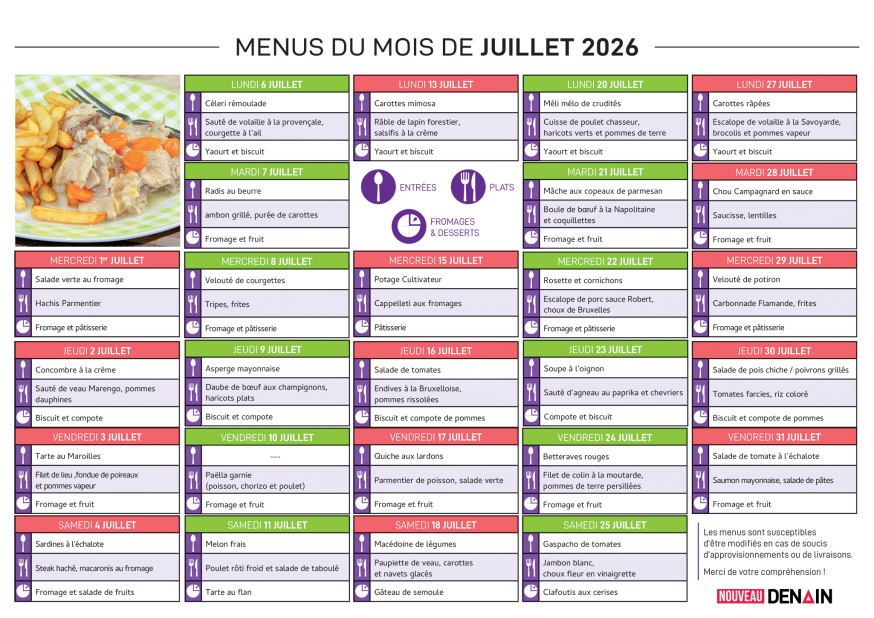 Menu Seniors