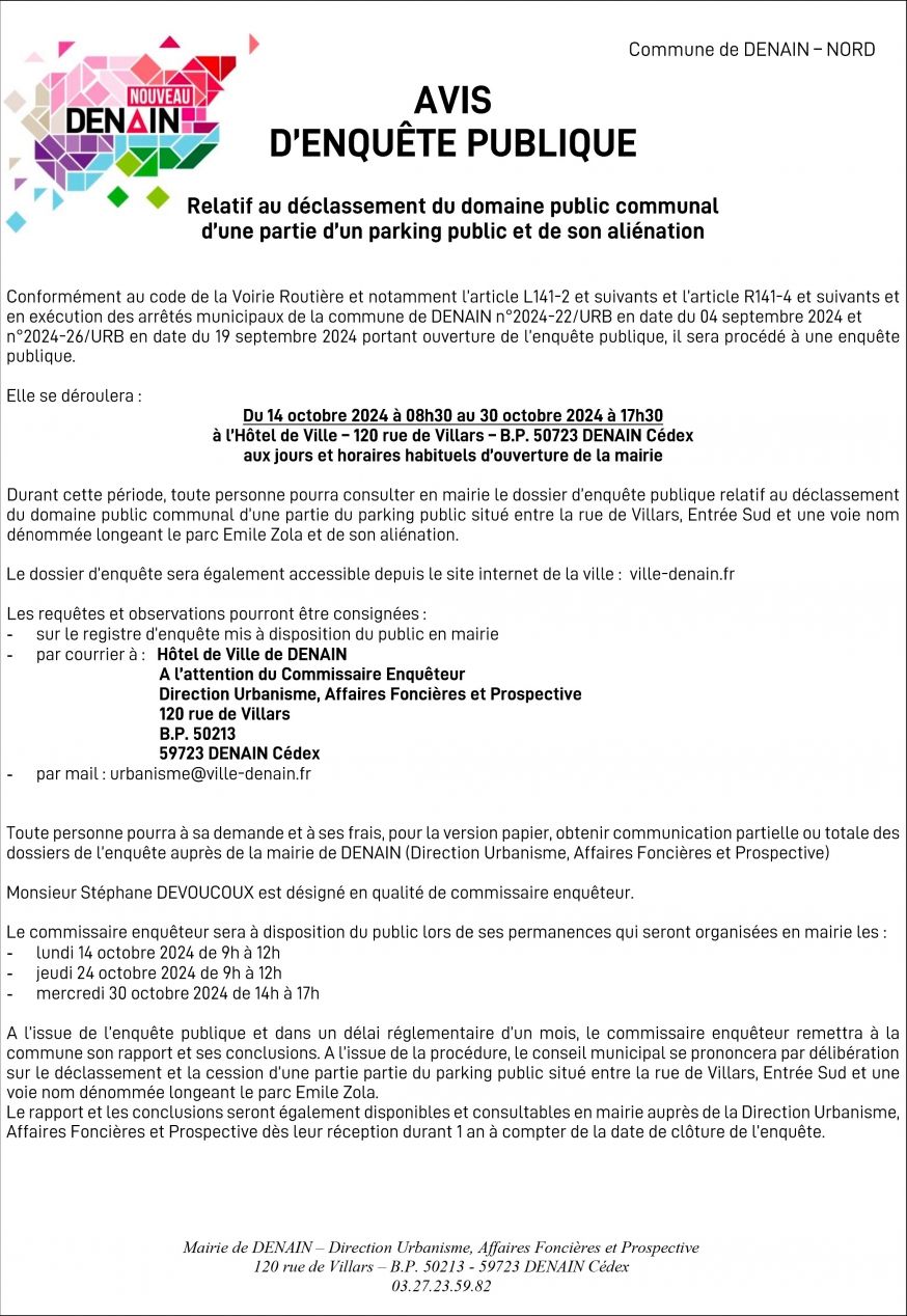 Avis d'enquête publique