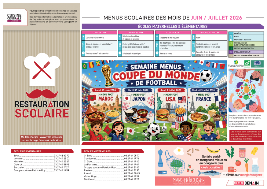 Menu scolaire Juin-Juillet