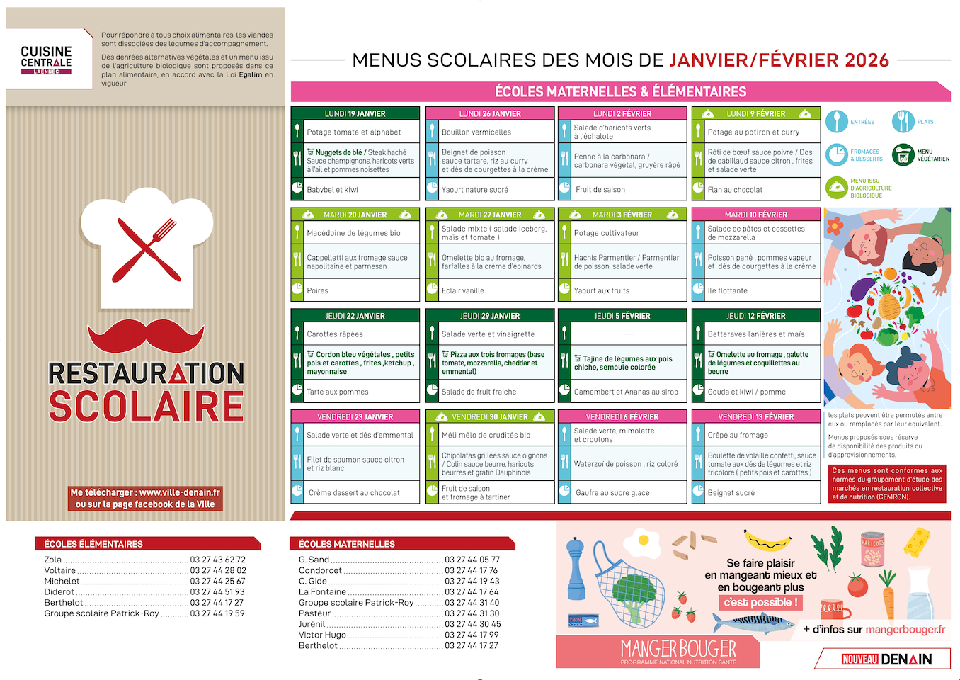 Menu scolaire