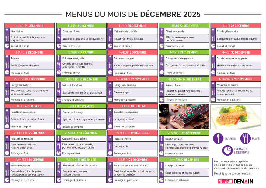 Menu Seniors Décembre 2025